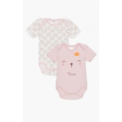 Minerva Teddies Κορμακια Βρεφικά Κοντομάνικα 2Pack