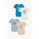 Minerva Little Animal 4Pack Βαμβακερά Κορμάκια Βρεφικά Κοντομάνικα